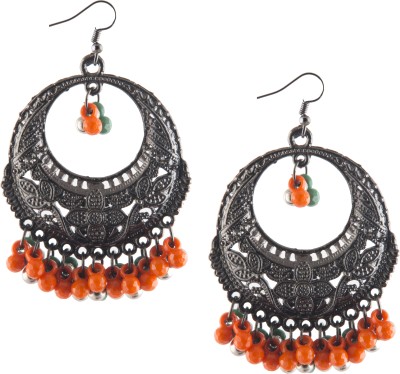 Bling Hive tricolour Black Silver Oxidised Earrings Girls & Women Alloy Chandbali Earring