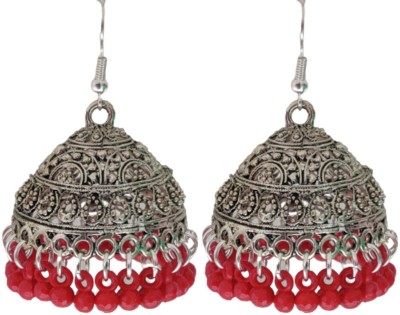 Weariton Oxidised Beautiful Stylish Fancy Party Wear Ethnic Bohemian Jhumka Afghani Earrings Beads German Silver, Enamel, Plastic, Brass, Metal Jhumki Earring, Tunnel Earring, Drops & Danglers