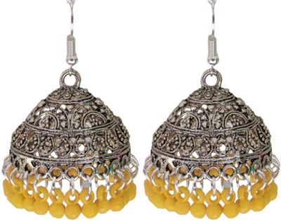 Weariton Oxidised Beautiful Stylish Fancy Party Wear Ethnic Bohemian Jhumka Afghani Earrings Beads German Silver, Enamel, Plastic, Brass, Metal Jhumki Earring, Tunnel Earring, Drops & Danglers