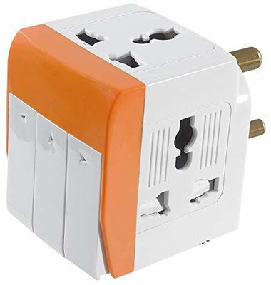 ZOPTER ENTERPRISE BBB 3 Way Socket Plug Adapter Universal Input Plug with Individual Switches . Worldwide Adaptor(White)