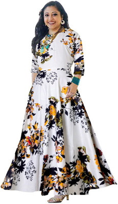 SILVER ORGANISATION Anarkali Gown(Yellow)