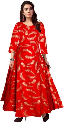 SILVER ORGANISATION Anarkali Gown(Red)