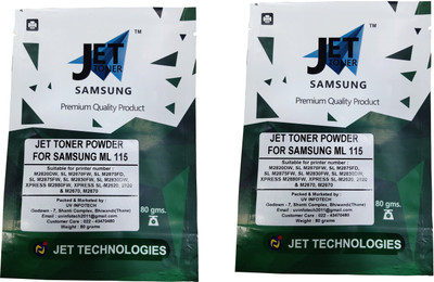 JET TONER Extra Dark Toner Powder ML 115 for mlt 115 / MLT-D115L Toner Cartridge Compatible For SamsungSL M2820DW, SL M2870FW, SL M2875FD, SL M2875FW, SL M2830FW, SL M2830DW, XPRESS M2880FW, XPRESS SL-M2620, 2820 & M2670, M2870 Printers - Pack of two - 80 grams each Black Ink Toner Powder