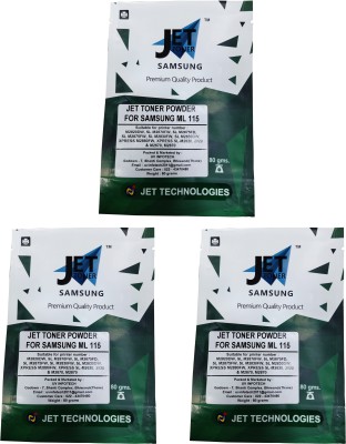 JET TONER Extra Dark Toner Powder ML 115 for mlt 115 / MLT-D115L Toner Cartridge Compatible For SamsungSL M2820DW, SL M2870FW, SL M2875FD, SL M2875FW, SL M2830FW, SL M2830DW, XPRESS M2880FW, XPRESS SL-M2620, 2820 & M2670, M2870 Printers - Pack of Three - 80 grams each Black Ink Toner Powder