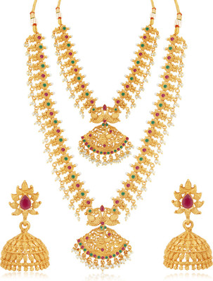 Sukkhi Alloy Gold-plated Pink, Green Jewellery Set(Pack of 2)