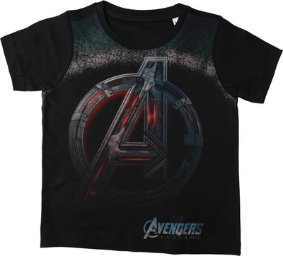 Marvel Avengers Boys Printed Polycotton, Cotton Blend Regular T Shirt(Black, Pack of 1)