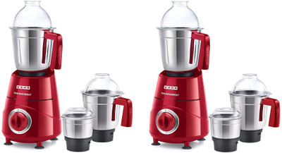 USHA Thunderbolt TH800MX3 Pack of2 1 800 Mixer Grinder (6 Jars, Red)
