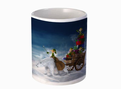 JYOTIYANA ENTERPRISES Chirstmas gifts and polar bear in snow mug Ceramic Coffee Mug(350 ml)