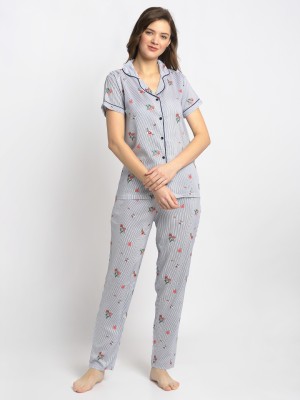 Boston Club Women Printed White Night Suit Set