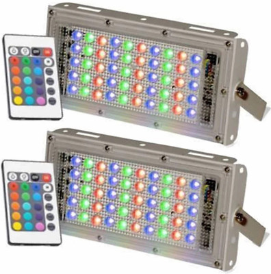 Medaline 50 Watt v22 Ultra Thin Rgb Slim Ip66 LED Flood Outdoor Light Cool White Waterproof Pack of 2 Flood Light Outdoor Lamp(Black)