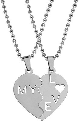 Sullery Engraving Heart My Love Heart Heart Locket Sterling Silver Stainless Steel Pendant Set