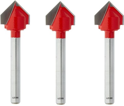 LIEUTENANT 6.35MM-SHANK ( 12.5 MM X 12.5 MM) V GROOVE 90° ROUTER-TRIMMER Bits 6.35-TS26Y Rotary Bit Set(3 Bits)