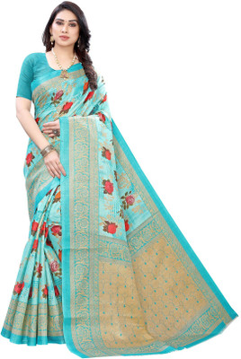 RENSILAFAB Printed Bhagalpuri Art Silk Saree(Light Blue)