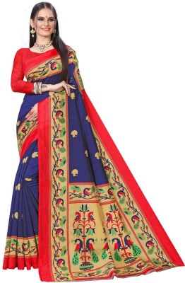 Kanooda Prints Printed Bollywood Art Silk Saree(Multicolor)