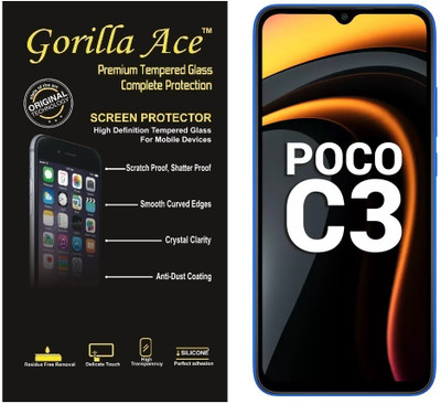 Gorilla Ace Tempered Glass Guard for Poco C3, Poco M2(Pack of 1)