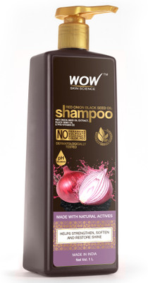 WOW SKIN SCIENCE Red Onion Black Seed Oil Shampoo With Red Onion Seed Oil Extract, Black Seed Oil & Pro-Vitamin B5 - No Parabens, Sulphates, Silicones, Color & Peg, 1000 ml(1 L)