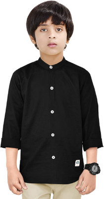MOHINI CREATION Boys Solid Casual Black Shirt