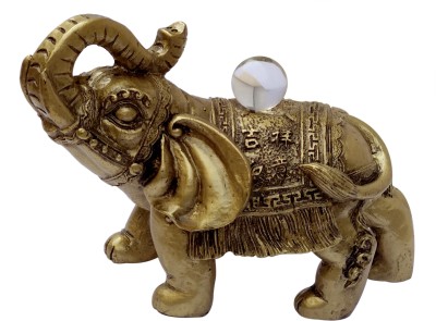 Vashoppee Vastu / Feng Shui /Big Wish Completion Elephent With Crystal Ball For Wealth, Happyness & Prosperity Decorative Showpiece  -  10 cm(Crystal, Clear)