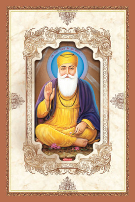 god & god's 46 cm Guru Nanak Dev Ji Sparkle Lamination Sticker 2163 Self Adhesive Sticker(Pack of 1)
