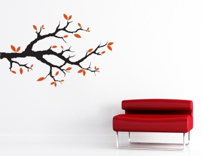 Crown Decals 120 cm abstract decorative leaves tree wall sticker for home decor (pvc vinyl covering area 120cm X 80cm) Reusable Sticker(Pack of 1)