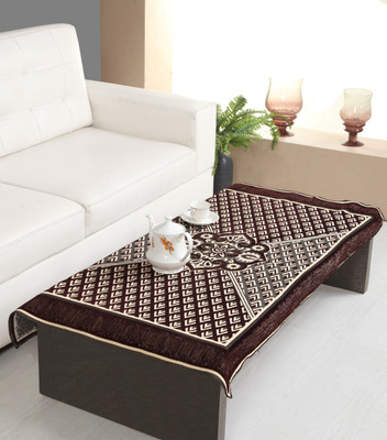 Nendle Velvet 4 Seater Floral Table Cover(Brown)
