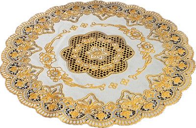 EMPORIUM WORLD Round Pack of 6 Table Placemat(Gold, PVC)