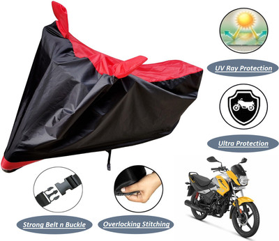 MOCKHE Two Wheeler Cover for Hero(Passion Pro, Black, Red)