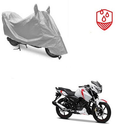 Atulit enterprises Waterproof Two Wheeler Cover for TVS(Apache RTR 160, Silver)