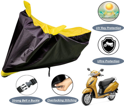 MOCKHE Two Wheeler Cover for Honda(Activa 6G, Black, Yellow)