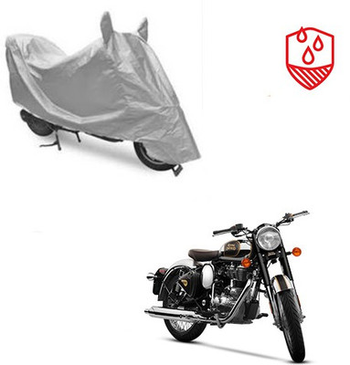 SRENTERPRISES Two Wheeler Cover for Royal Enfield(Classic Chrome, Silver)
