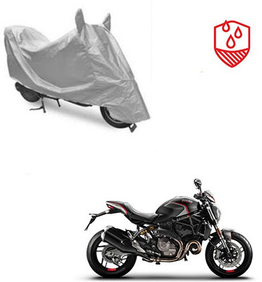 SRENTERPRISES Two Wheeler Cover for Ducati(Monster 82, Silver)