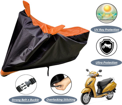MOCKHE Two Wheeler Cover for Honda(Activa 6G, Black, Orange)