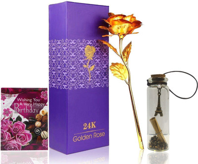 Saugat Traders Artificial Flower, Greeting Card, Message Pills Gift Set