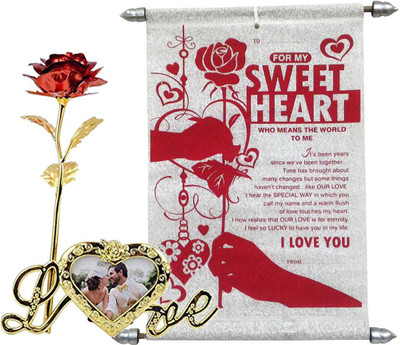 Saugat Traders Artificial Flower, Greeting Card Gift Set