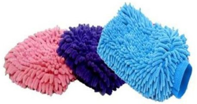 SBTs Microfiber Vehicle Washing  Hand Glove(Pack Of 3)