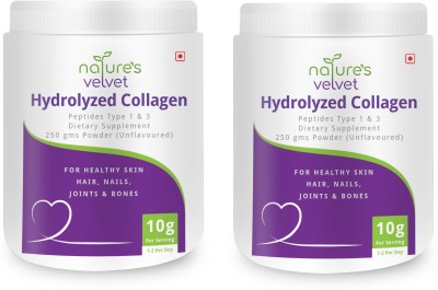 nature's velvet Hydrolysed Collagen Powder - 250G Unflavoured - Pack of 2(2 x 250 g)