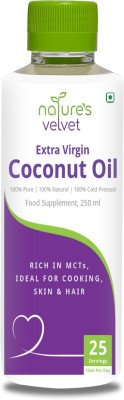 Natures Velvet Lifecare Virgin Coconut Oil 250ml for Cooking & Skin,Hair Care With Rich MCTs - pack of 1 Coconut Oil Plastic Bottle(250 ml)