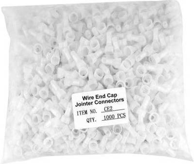 SELTIX 1000 Pcs CE2 Wire Jointer Cable Connector Terminals Wire End Cap Transparent Plastic Nylon Self-Insulated Insulators Crimp Connector Splice Cap Wire Connector  (White, Pack of 1000)