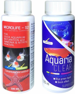 VAYINATO Petzlifeworld Aquatic Micro Life S2-100ML & Aquaria Clear-120ML Combo(Pack of 2) Aquarium Tool
