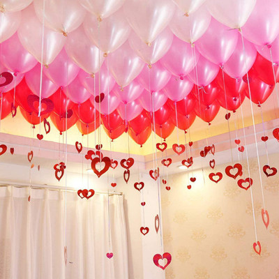 AMFIN Solid Pink , Red & White Metallic Balloons with Curling Ribbon for 1st Birthday Party Decorations , Welcome Baby Decoration , Bachelors Party , Diwali , New Year Party, Office Party , Christmas Decoration Items Balloon(Pink, Red, White, Pack of 100)