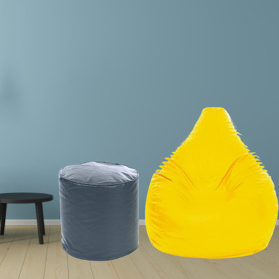 TRUE 2 F XXL Tear Drop Bean Bag Cover  (Without Beans)(Yellow)