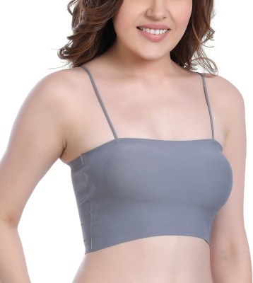 Hirrnik Samed Tube Top Lingerie camisole top wrapped chest tube top gathered anti-glare underwear Bra beautiful back girls-Womens Women Cami Bra Lightly Padded Bra(Grey)