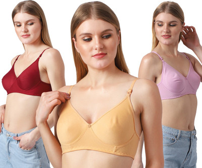MiYaFi Women Minimizer Non Padded Bra(Maroon, Beige, White)