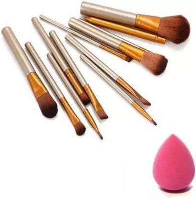 GLOW MORE Makeup Brush Set Of 12 + 2 Pcs Beauty Blender(14 Items in the set)