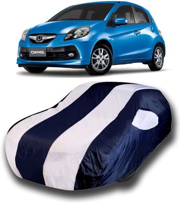 KASHYAP ENTERPRISE Car Cover For Honda Brio (With Mirror Pockets)(White, Blue)
