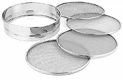 Ekadantha 4 in 1 Interchangeable Sieve Channi Flour Strainer Sieve Sieve(Silver Pack of 1)