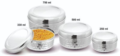 KLOUD9 Steel Cookie Jar  - 250 ml, 330 ml, 500 ml, 750 ml(Pack of 4, Silver)