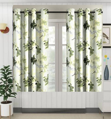 Gantavya 153 cm (5 ft) Polyester Semi Transparent Window Curtain (Pack Of 2)(Printed, Multicolor)