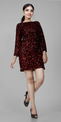 SHYAM SUNDARI Women Maxi Red Mini/Short Dress