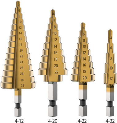 DIGICOP HSS Steel Titanium Step Drill Bit Hand Tool Sets 3-12mm 4-12mm 4-20mm Step Cone Cutter Woodworking Wood Metal